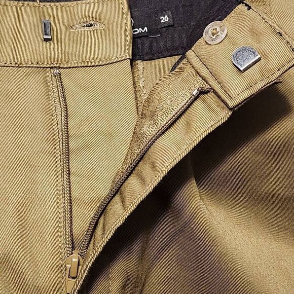 Volcom So Chickie High Rise Chino Pants Green Womens Size 26 NEW - Picture 10 of 11